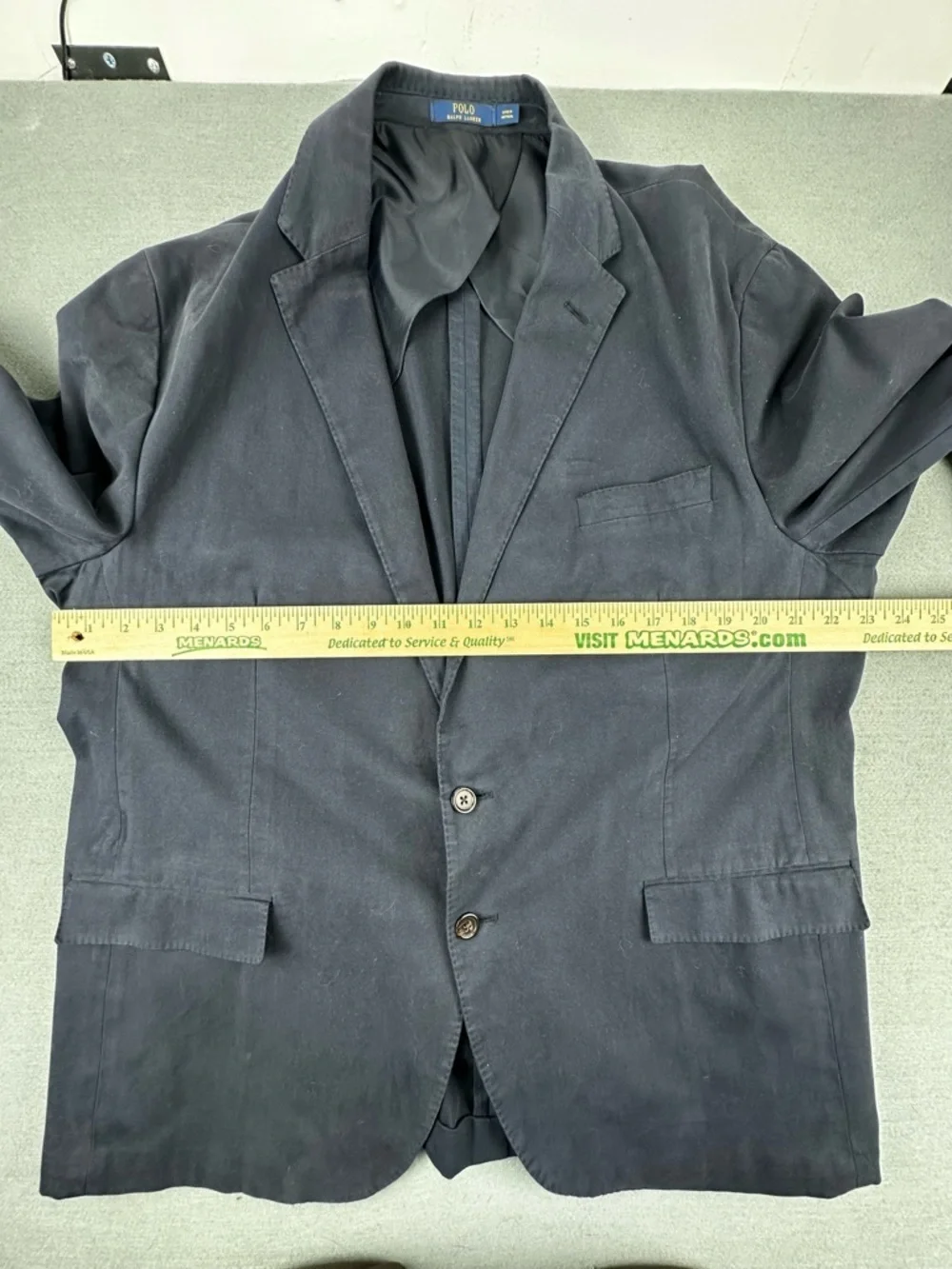 Polo Ralph Lauren Navy Blue Cotton Elastane Sport Coat Blazer Men's Size 46R EUC